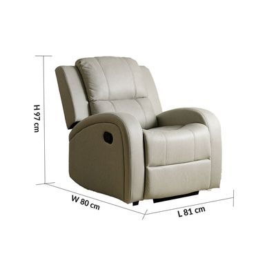 Crimson 1-Seater Fabric Recliner Sofa - Off-White - With 2-Year Warranty